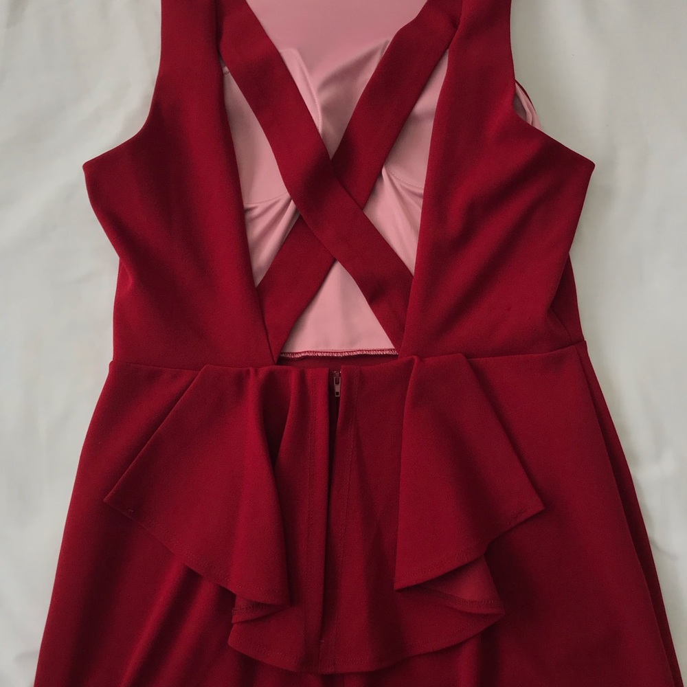Red cocktail dress with back opening